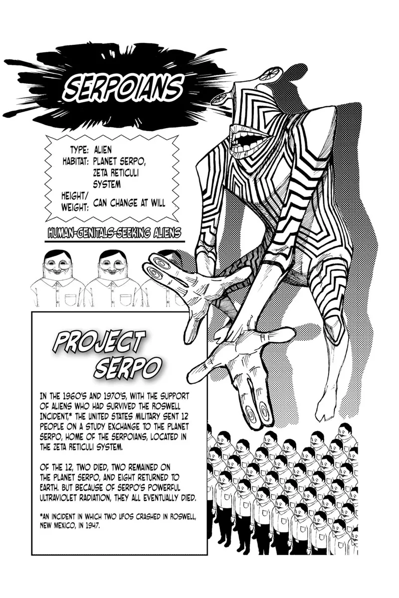 An information about human-genitals-seeking aliens called Serpoians from the planet Serpo, including Project Serpo.