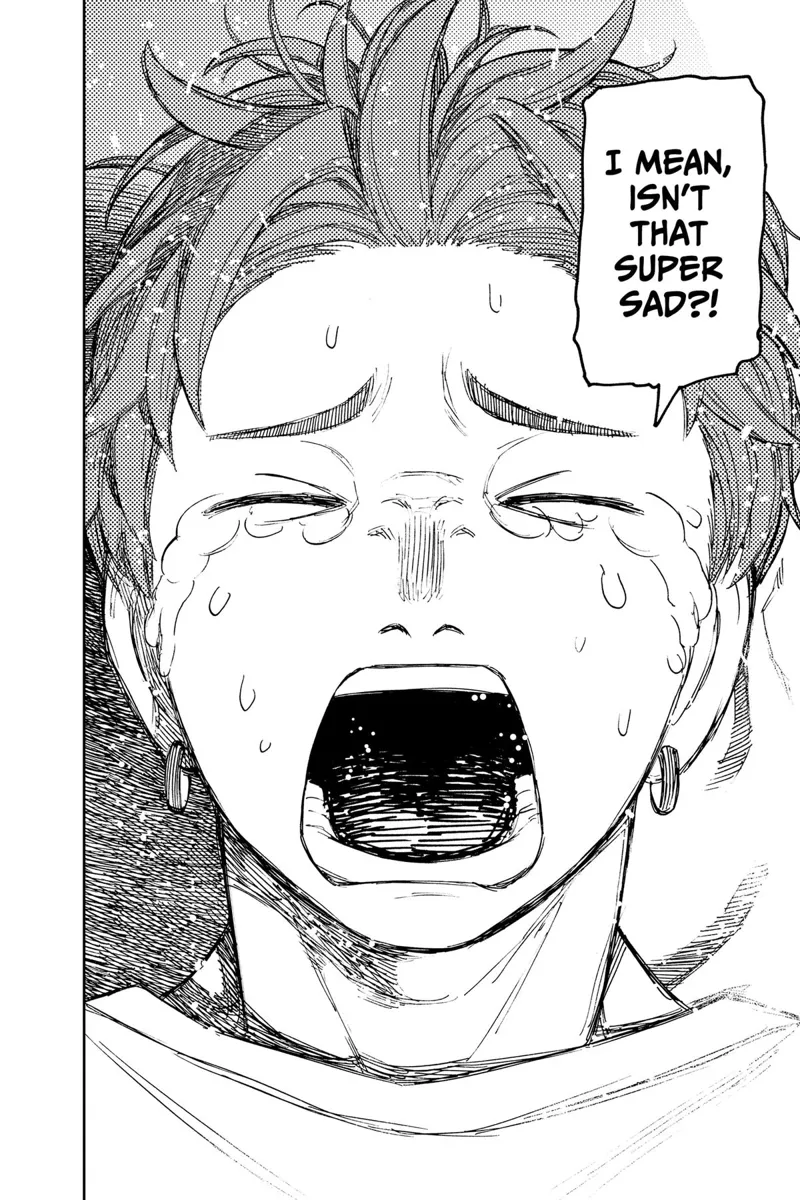 Jiji starts crying.