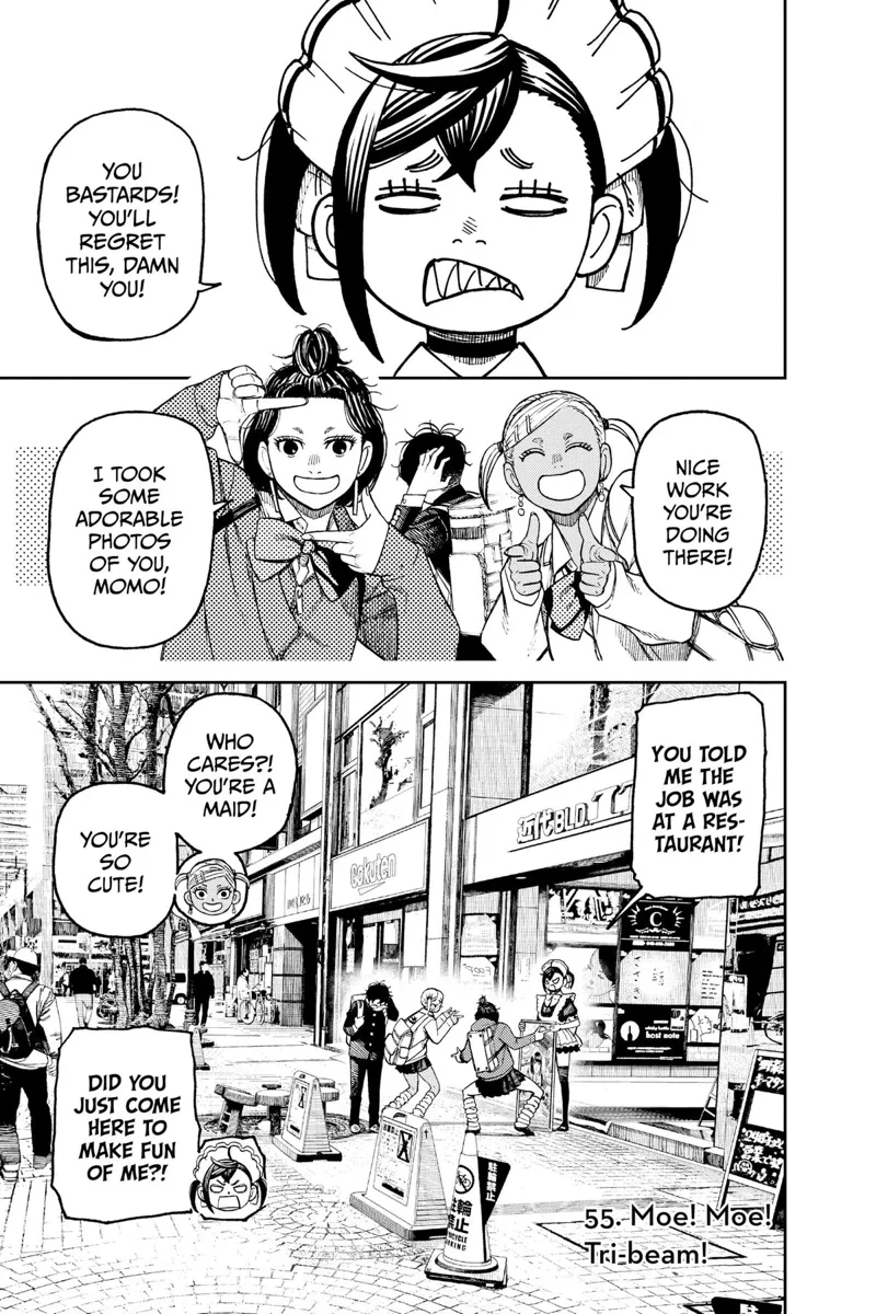 Momo gets pissed as her two lady classmate friends leave the teahouse.