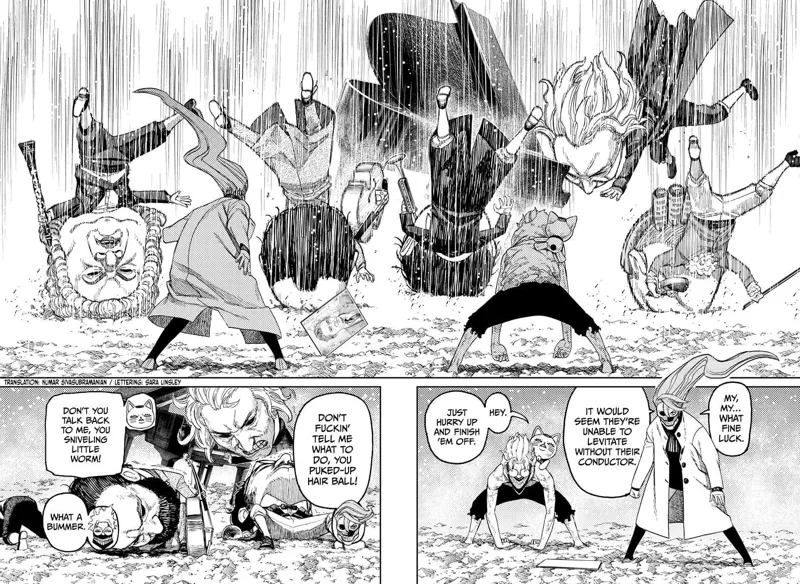 The five remaining musical artist Yokais fall to the ground. The piano guy stands up.