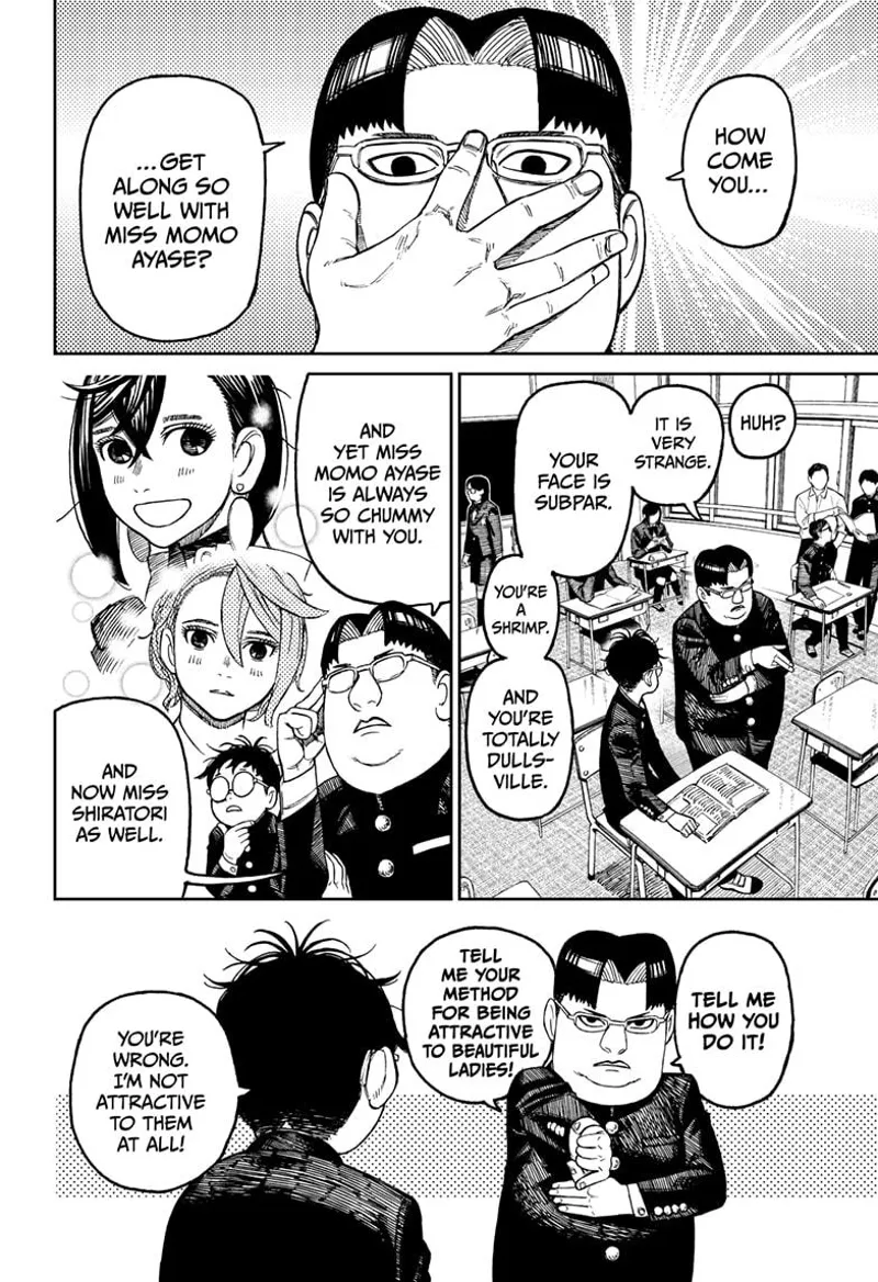 The nerdy student asks Okarun how he is being attracted to Momo and Aira.