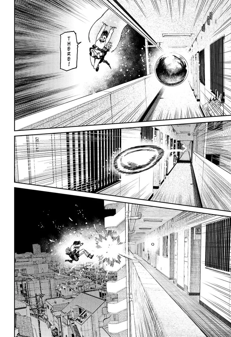 The golden ball attacks them, and they fall out of the building.