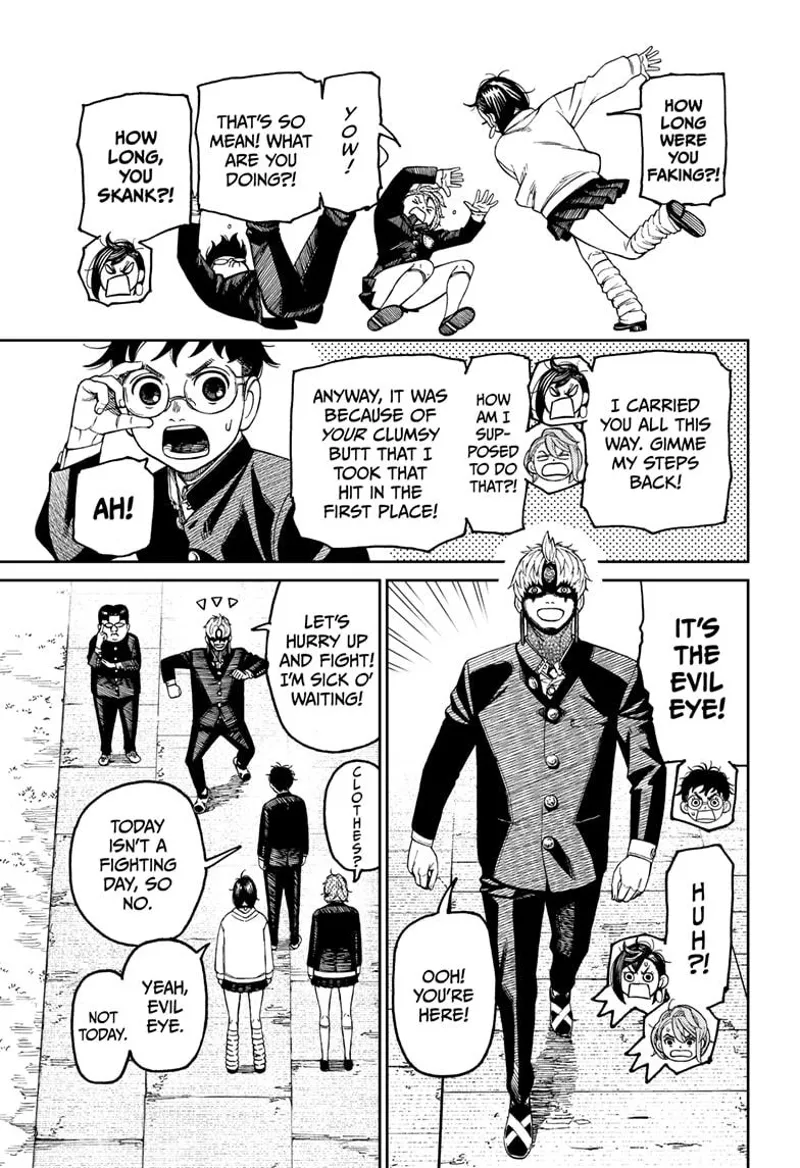 Momo and Aira start bickering again. Evil Eye shows up and asks for a fight.