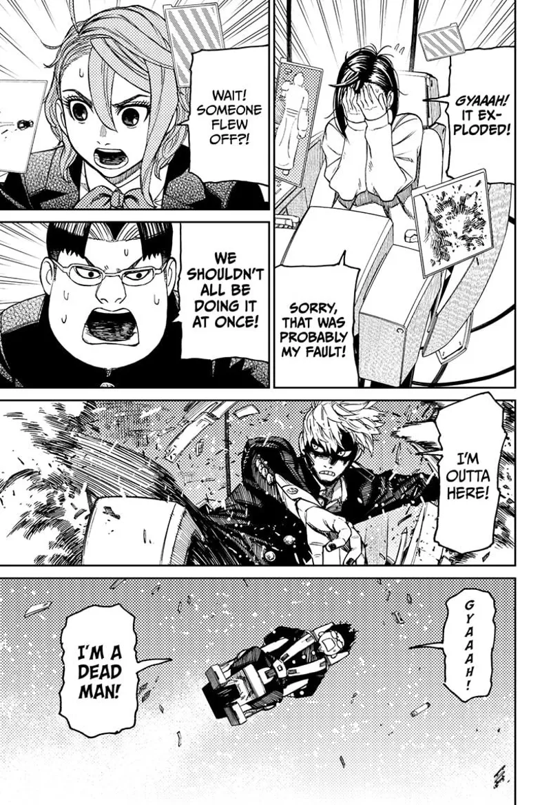 The gang realizes what just happened. Kinta Sakata tells them not to push it at once. Evil Eye destroys his console.