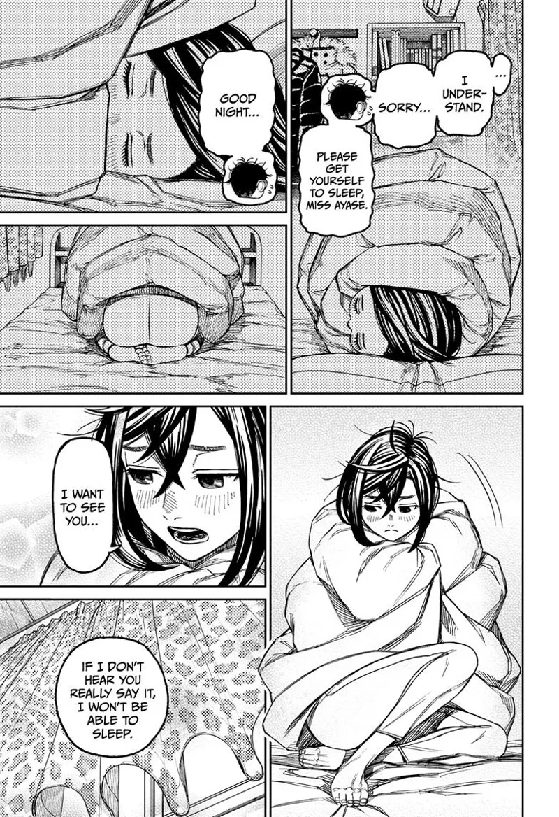 Okarun tells Momo to sleep. Momo says she wants to see him.