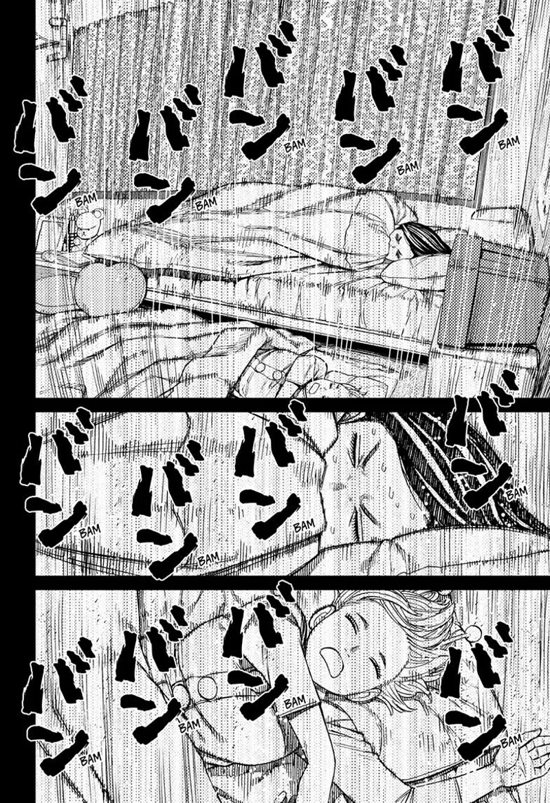 Momo stays in bed, and his room suddenly shakes violently.