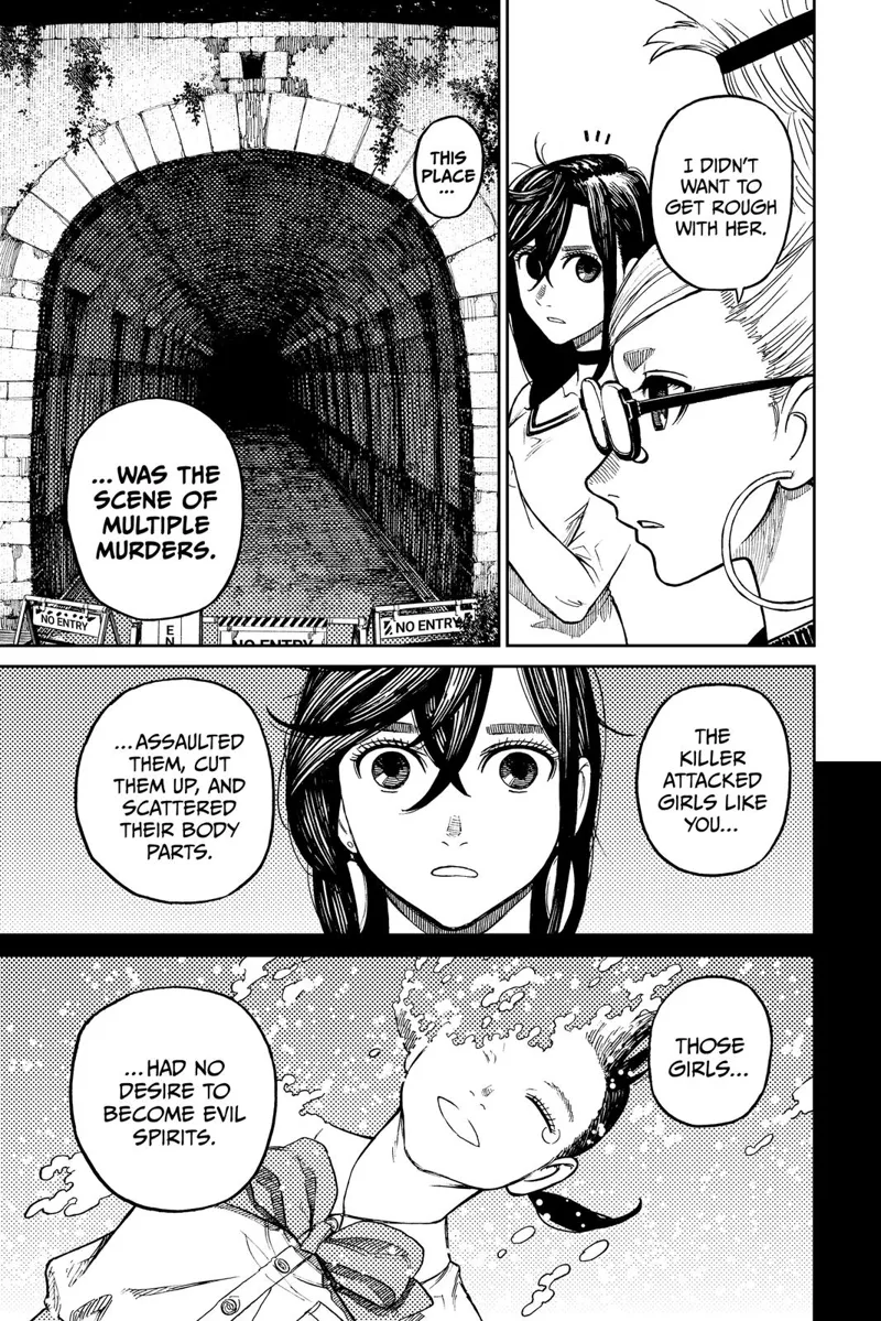 Grandma Seiko Ayase tells Momo that the tunnel was a place where multiple murders happened, with students as victims.