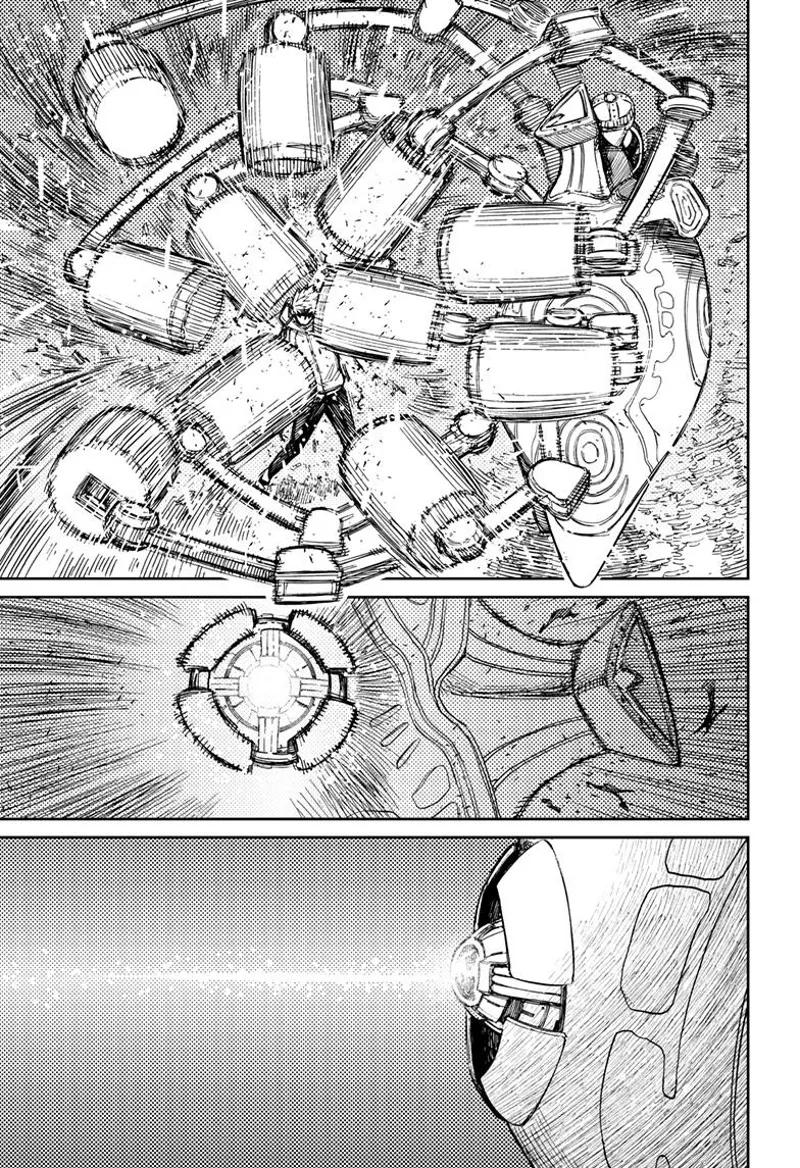The alien conducts relentless physical attacks on Evil Eye. The alien's chest starts glowing.
