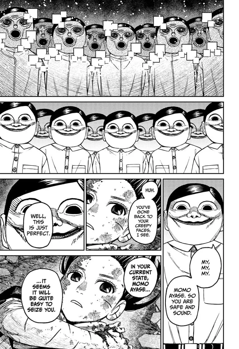 The enemy clones switch back to their true Serpoian form. They plan to seize Momo.