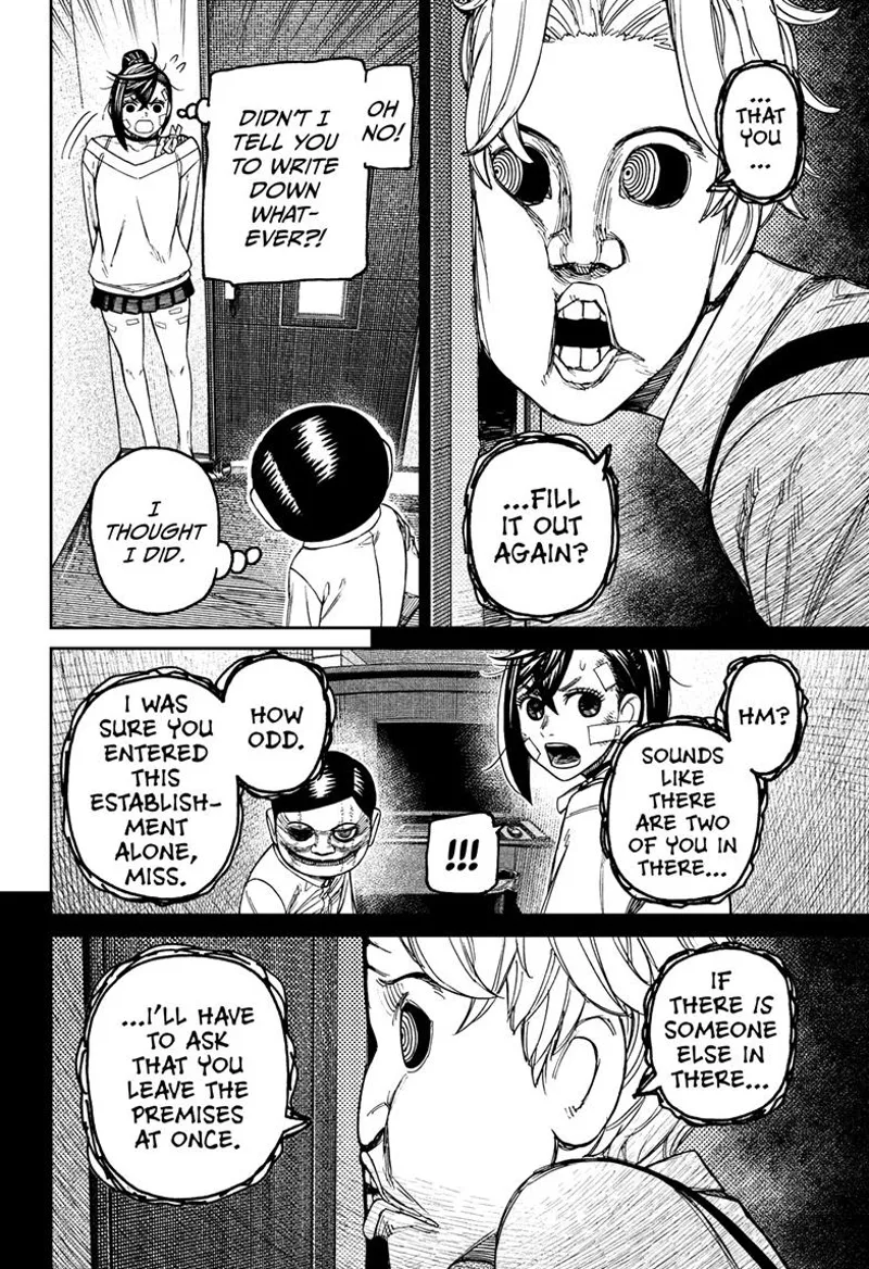 The man on the door looks weird and discovers two inside the room.