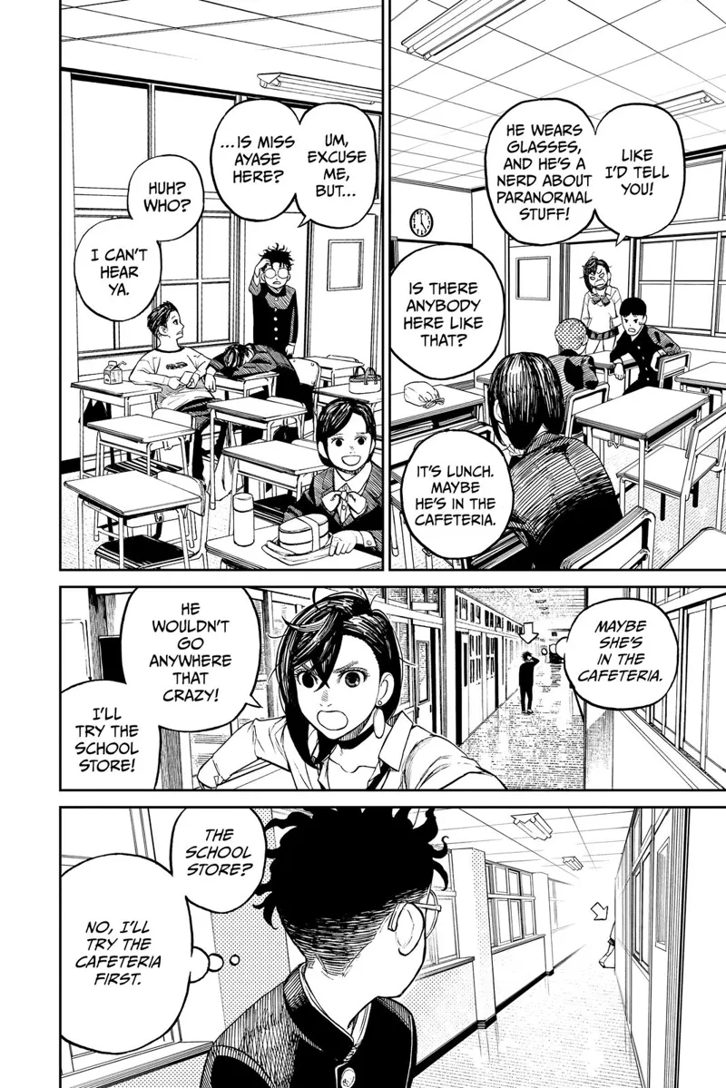 The student doesn't answer her question. Meanwhile, Okarun goes to Momo's room and asks where she is.
