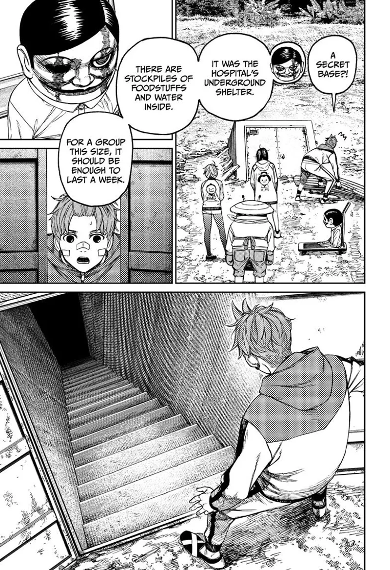 They discover a secret door, and Jiji stands at the entrance of the stairs, going downward.
