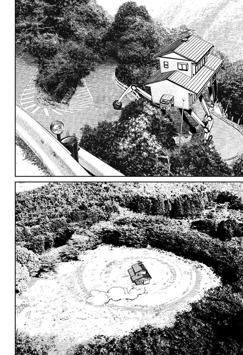 The house-vehicle parked on a vacant land in the middle of the forest.