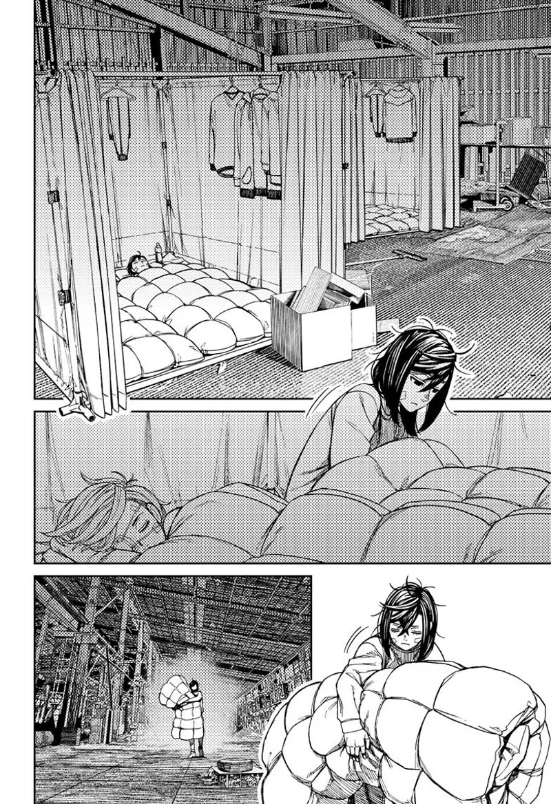 While sleeping, Momo wakes up and carries her bedding.