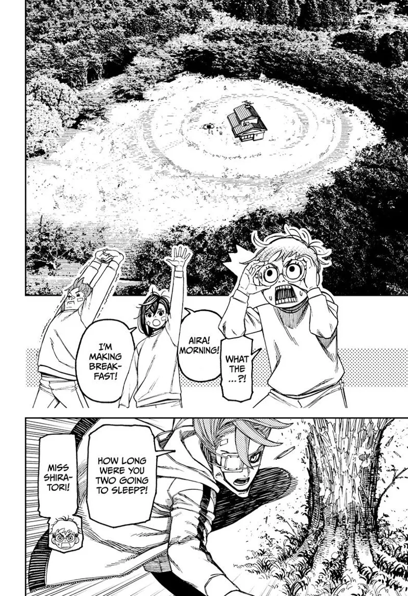 Okarun is shocked after seeing the new environment. Aira is in her cursed form, starting training already.