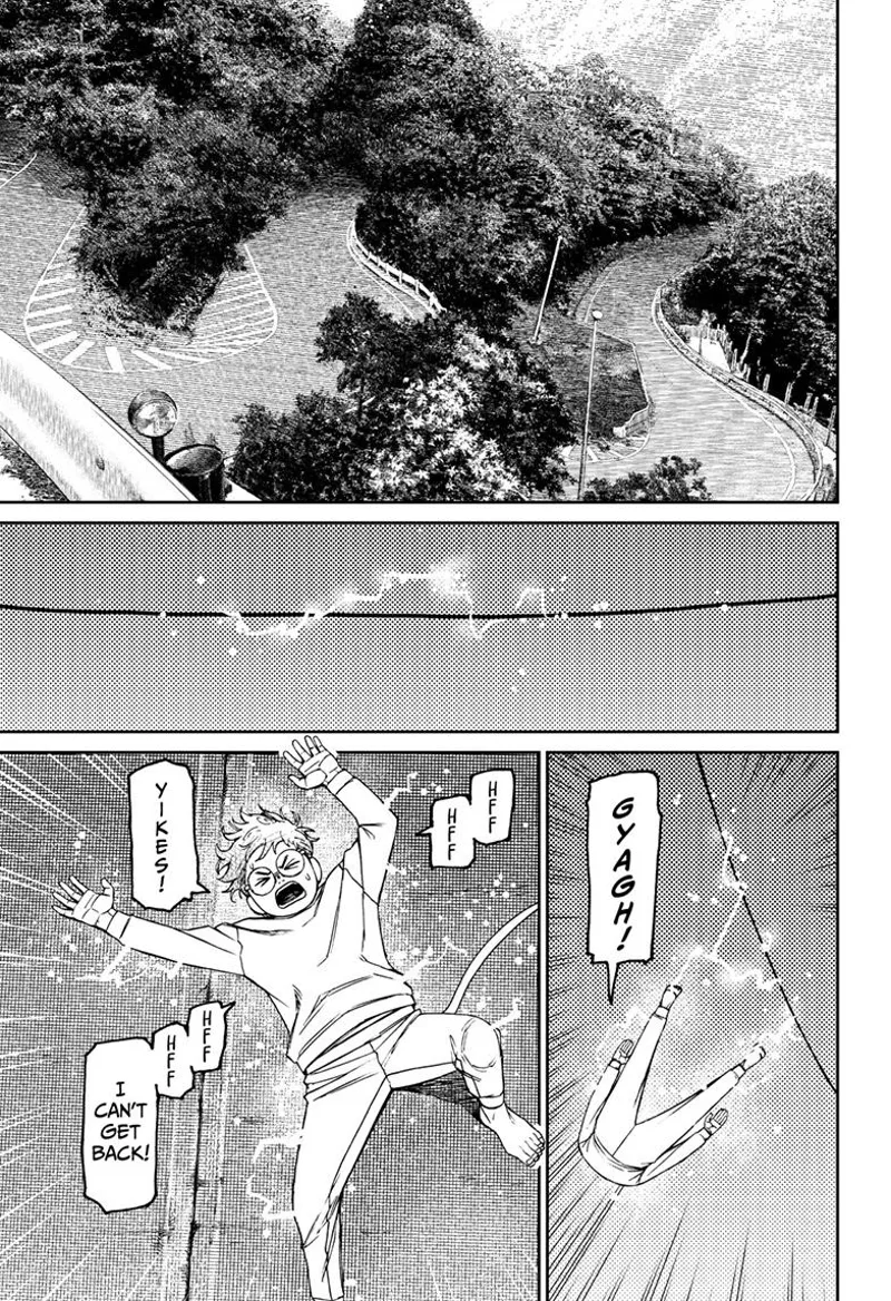 Okarun had a hard time going back inside the power lines.