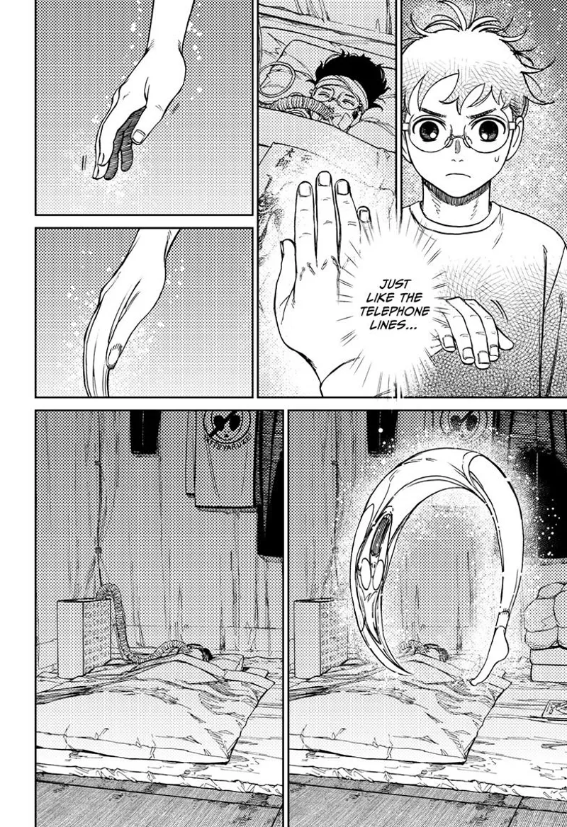 Okarun touches the seal and goes back inside his body.