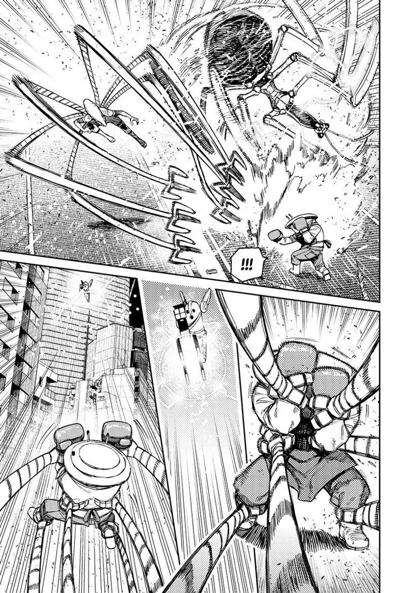 Mr. Shrimp sends the mantis alien flying. The tentacle alien grabs him while the sniper alien aims at him.