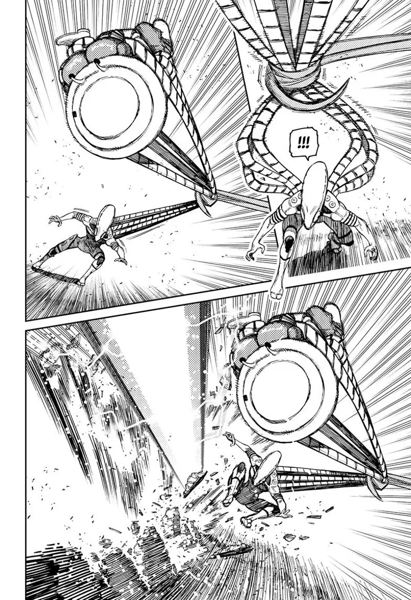 Cursed Aira's hair grabs the tenacles and pulls them, thereby dodging the sniper's beam.