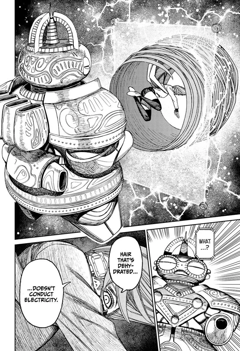 Cursed Aira punches a hole through the barrier using her hair. She is about to kick the fat alien, who looks surprised.